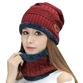 2pc Winter Cap Beanie Hat Cap Neck Warmer